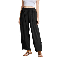 (M, Black) Dames yoga joggingbroek, effen kleur, losse workout joggingbroek, comfortabele loungebroek met zakken
