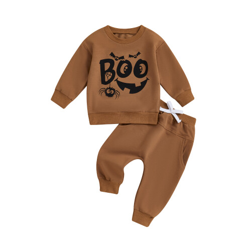 (6M, Brown) Φθινοπωρινό σετ ρούχων μακριά μανίκια.