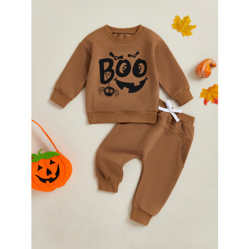 (6M, Brown) Φθινοπωρινό σετ ρούχων μακριά μανίκια. 2