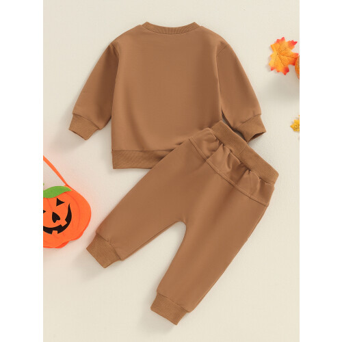 (18-24 Months, Khaki) Φθινοπωρινό σετ ρούχων μακριά μανίκια. 2