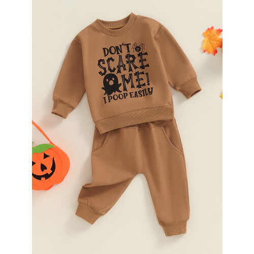 (6-12 Months, Khaki) Φθινοπωρινό σετ ρούχων μακριά μανίκια. 2