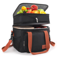 Sac à lunch isotherme extensible de 17 L pour femmes et hommes, étanche et léger, avec poche pour mouchoirs et bandoulière réglable, noir –