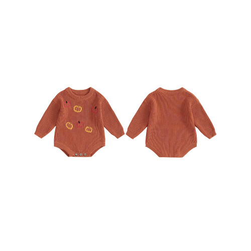 (9-12 Months, Orange) Combinaison pull en pour bébé 1