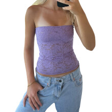 (S, Purple) Tops en dentelle été streetwear