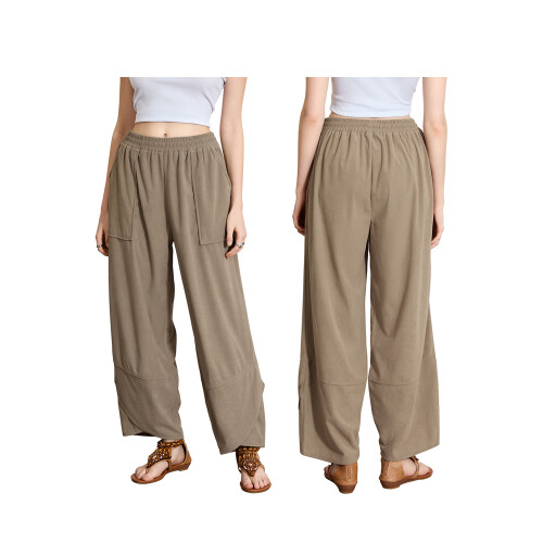 (S, Khaki) Γυναικείο παντελόνι γυμναστικής, με τσέπες 1