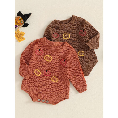 (9-12 Months, Orange) Combinaison pull en pour bébé 2