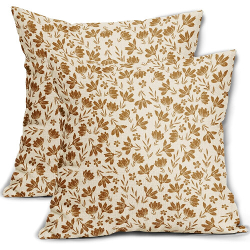 Conjunto de 2 capas de almofada vintage com estampa floral, 45x45cm (18x18 polegadas).