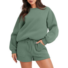 Women 2 Piece Outfits Sweatsuit Oversized Sweatshirt & Lounge Shorts 2023 Casual Cozy Pajamas Tracksuit Set
