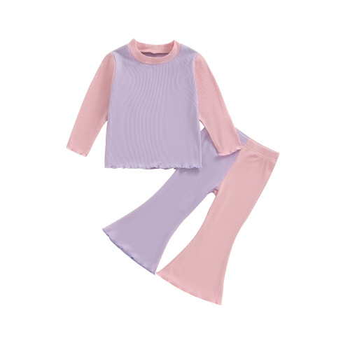 (12-18 Months, Purple) Στολή κοριτσιού 2 χρωματική αντίθεση