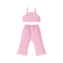 (18-24 Months, Pink) Éadaí do Chailín Beag le Muineál Cearnógach agus Brístí do Leanaí Óga