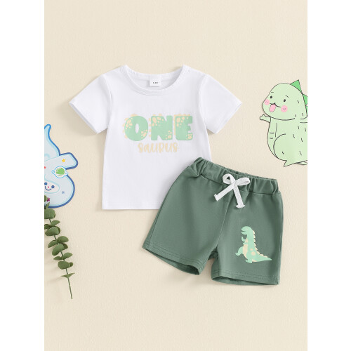 (6-12 Months, White) Σετ σορτς για σχέδιο δεινόσαυρου 2