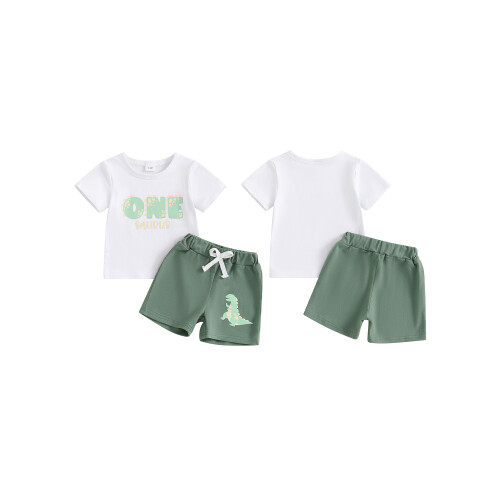 (6-12 Months, White) Σετ σορτς για σχέδιο δεινόσαυρου 1