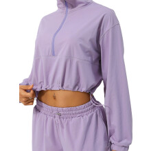 (S, Lavender) Giacca da donna con protezione solare, maniche lunghe, collo alto, tinta unita, con cerniera, capospalla estivo