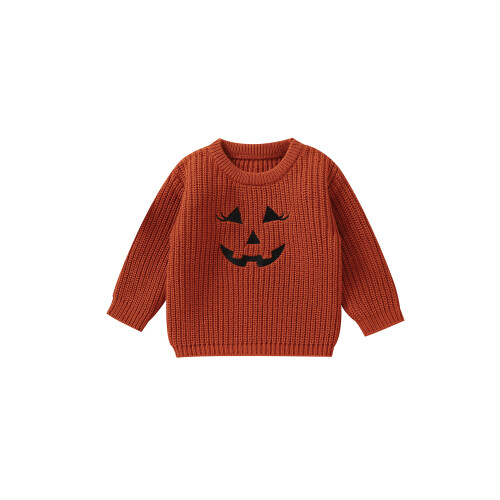 (6-9 Months, Orange) Πλεκτό πουλόβερ με νήπια, φθινόπωρο-χειμώνα
