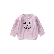 (9-12 Months, Purple) Suéter infantil de tricô para meninas, com estampa de abóbora, manga comprida, ideal para outono e inverno.