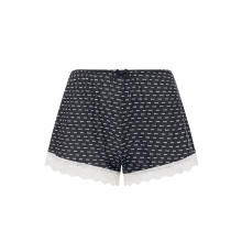 (S, Black) Short femme à nœud sur le devant, taille élastique, jambes larges, ourlet en dentelle, style streetwear, vêtements d'intérieur