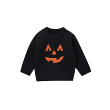 (18-24 Months, Black) Suéter infantil unissex de Halloween com estampa de bruxa e abóbora, manga longa, gola redonda e acabamento canelado.