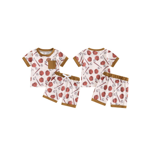 (0-6 Months, Brown) Conjunto de shorts de verão. 1
