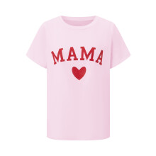 (S, Pink Mom) Magliette abbinate mamma e figlia con stampa a lettere e cuori, maniche corte e scollo rotondo.