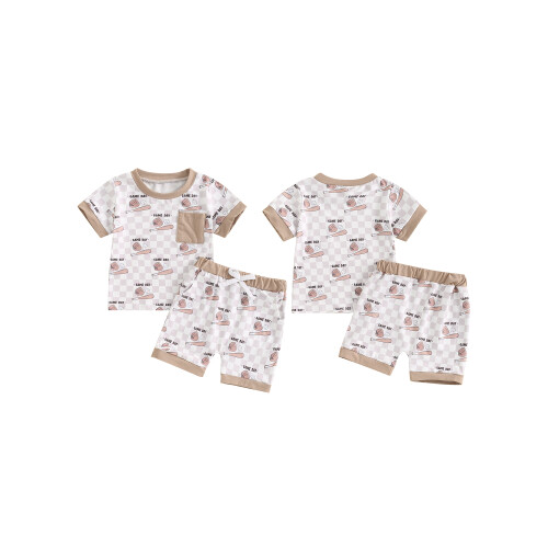 (0-6 Months, Khaki) Conjunto de shorts de verão. 1