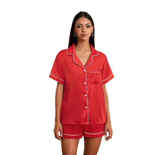 (XL, Red Mom) Pigiama coordinato per a contrasto. 1