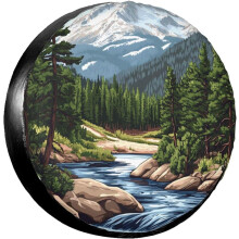 Nature Adventure Mountain Spare Tire Cover Weatherproof Universal Wheel Protectors for RV Camper Travel Trailer SUV Truck 14 inch