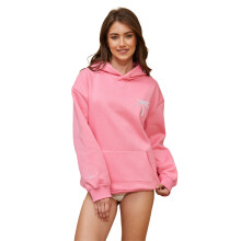 (M, Rose Red) Sweat à capuche ample d'automne pour femme, broderie cocotier, avec poche