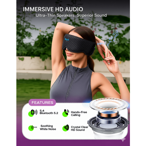 Μάσκα ύπνου 3D με ακουστικά Bluetooth – 100% συσκότιση, χωρίς βλεφαρίδες, εξαιρετικά 2