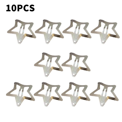 Conjunto de 10 Presilhas de Cabelo em Metal com Estrelas, Prateadas e Vazadas