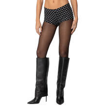 (L, Black) Short mini à pois pour femme, taille basse, moulant, pantalon court décontracté, streetwear d'été