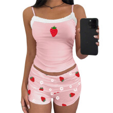 (S, Maroon) Conjunto de 2 piezas para mujer: shorts, tops cortos con tirantes finos y ribete de encaje, mini shorts ajustados, conjuntos de verano.