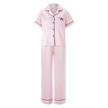 (S, Pink) Conjunto de pijama de maternidad mujer, blusa corta con cuello V y botones, pantalón, 2 piezas.