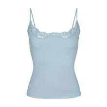 (L, Sky Blue) Bluze de vară pentru femei, fără mâneci, cu dantelă, culoare solidă, croială slim fit