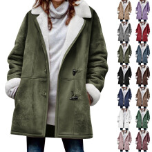 Manteaux longs d'hiver pour femmes, vestes matelassées chaudes à revers, doudounes unies à manches longues et à motifs floraux, avec poches