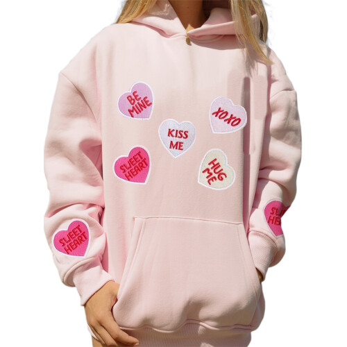 (XL, Pink) Γυναικείο φούτερ με Αγίου Βαλεντίνου