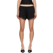 (S, Black) Short d'été femme décontracté en dentelle patchwork élastique, idéal pour les vacances, la plage et le streetwear.