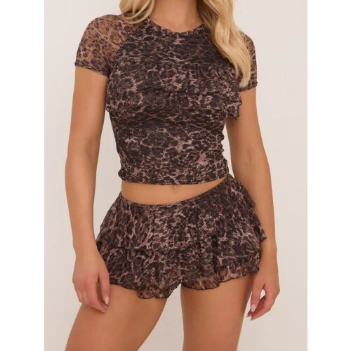 (S, Dark Brown) Γυναικεία καλοκαιρινά ρούχα βολάν, streetwear 2