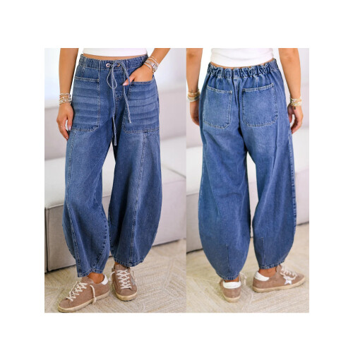 (S, Blue) Γυναικείο Παντελόνι Τζιν Μονόχρωμο Streetwear 1