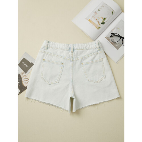 (M, White) Short en jean le streetwear. 2