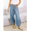 (XXL, Light Blue) Γυναικείο Παντελόνι Τζιν Μονόχρωμο Streetwear 3