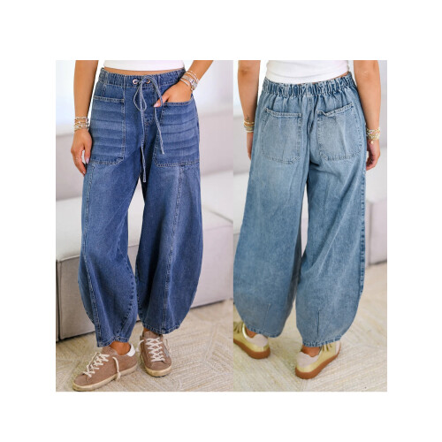 (S, Blue) Γυναικείο Παντελόνι Τζιν Μονόχρωμο Streetwear 2
