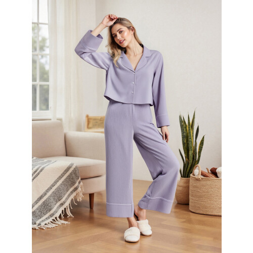 (L, Purple) Γυναικείο σετ 2 και παντελόνι 1