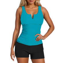 Bescheiden tweedelig tankini badpak voor dames