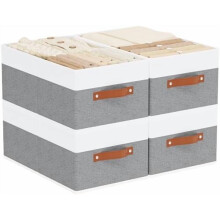 Bacs de rangement pliables en tissu 47 x 28 x 20 cm Blanc Gris
