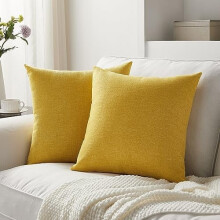 2 housses de coussin en lin moutarde doré de 22 po x 22 po