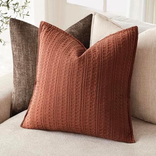 Fodere per cuscini Euro in cotone a nido d'ape, 60x60 cm, set da 2 2
