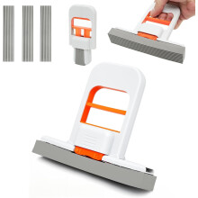 Mini Self-Squeezing Sponge Mop – Orange, Foldable, 1-Hand Squeeze, 3 Replaceable Heads, Wet/Dry Use for Kitchen/Bathroom/Car