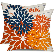 Housses de coussin d'extérieur 45 x 45 cm (18 x 18 pouces) - Lot de 2 - Bleu et vert