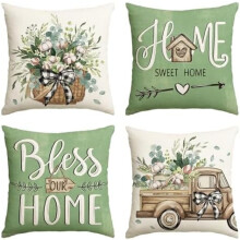 Housse de coussin style ferme en eucalyptus 20x20