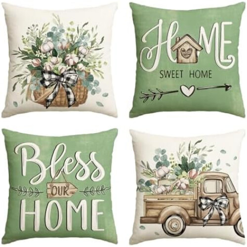 Housse de coussin style ferme en eucalyptus 20x20